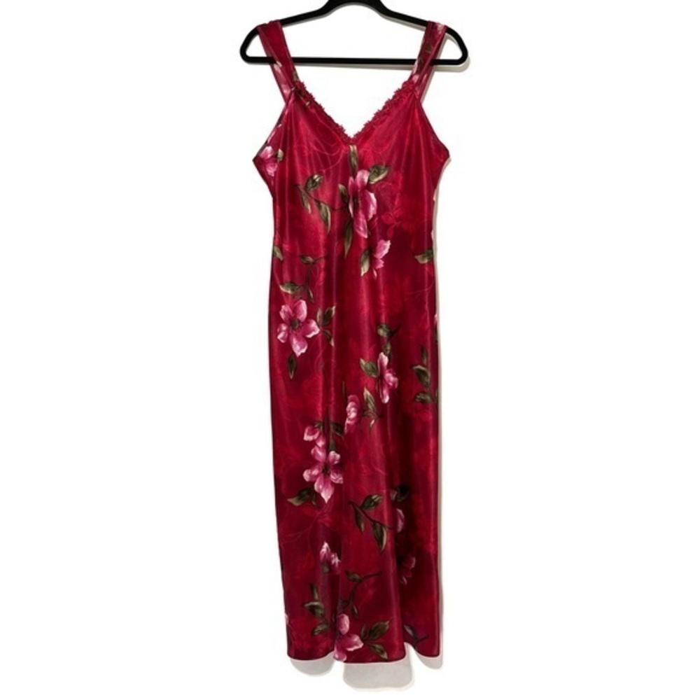 Vintage California Dynasty Red Floral Long Gown Size Large